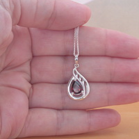 Sterling Silver Garnet Pendant & Chain/Garnet Necklace/Garnet Jewellery/Garnet Jewelry/Garnet Pendant/January Birthstone/UK - Thumbnail 3