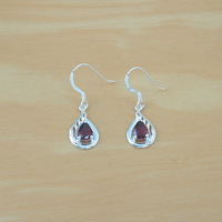 Sterling Silver Garnet Drop Earrings/Garnet Gemstone Earrings/Garnet Jewellery/Garnet Jewelry/January Birthstone/Silver Garnet Earrings/UK - Thumbnail 1