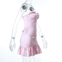 Solid color waist slim tube top dress - Thumbnail 6