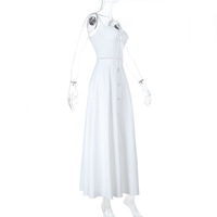 U-neck splicing drawstring strap hot girl waist hollow suspender dress - Thumbnail 5