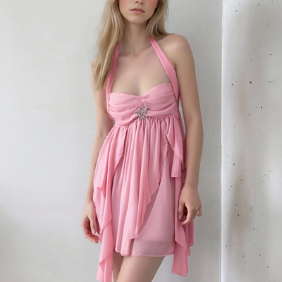 Sexy tube-neck halter dress with metal embellishments - Thumbnail 4