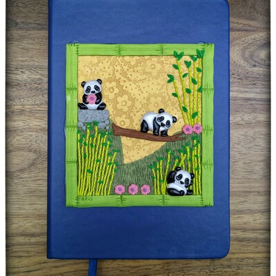 Panda journal polymer clay cover  - Thumbnail 1