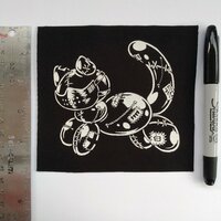 NEW! Patched-up Balloon Cat with Muzzle Mask Goth Punk Sew-on Patches - Thumbnail 1