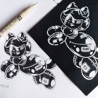 NEW! Patched-up Balloon Cat with Muzzle Mask Goth Punk Sew-on Patches - Thumbnail 4