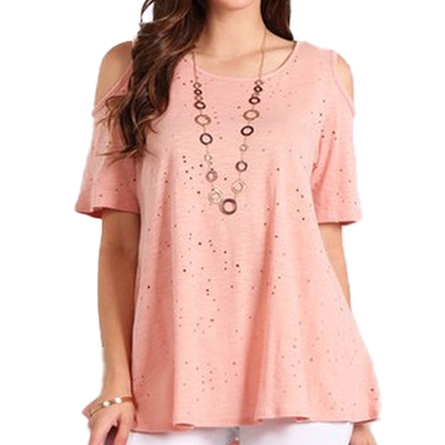 Peachy cold shoulder top