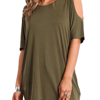 Olive Cold Shoulder Top - Thumbnail 1
