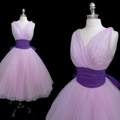 Simple a line viovet 1950s vintage prom party dress homecoming graduation gown