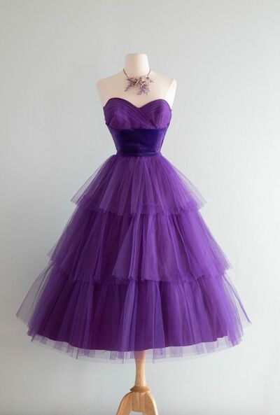 Simple A Line Viovet 1950s Vintage Purple Prom Party Dress Homecoming Graduation Gown