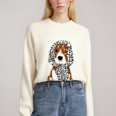 Retro rabbit print short-sleeved t-shirt for men and women, loose casual street sports bottoming shirt