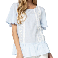 Baby Blue Peplum Top - Thumbnail 1