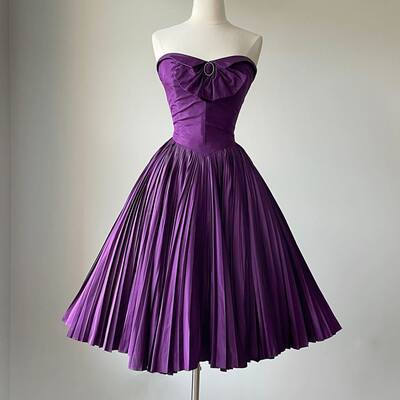 1950s vintage purple prom dress evening formal gown brithday party dress