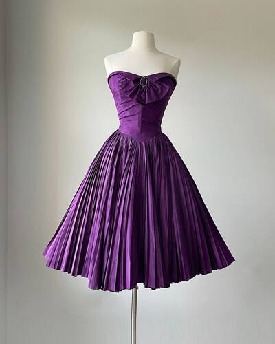 1950S Vintage Purple Prom Dress Evening Formal Gown Brithday Party Dress