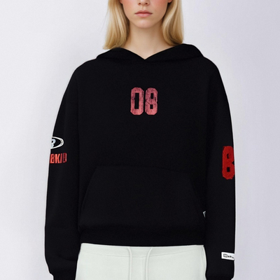 American retro distressed print hooded sweatshirt - Thumbnail 5