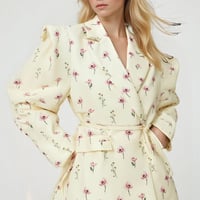 Fashionable design waist tie wide shoulder suit jacket - Thumbnail 1