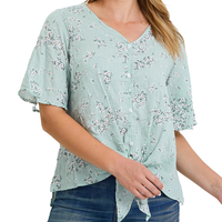 Floral Button Top - Thumbnail 1