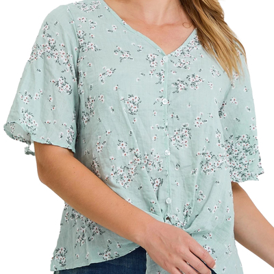 Floral button top