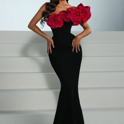 3d handmade flowers floral prom dress evening formal gown brithday party dress - Thumbnail 2