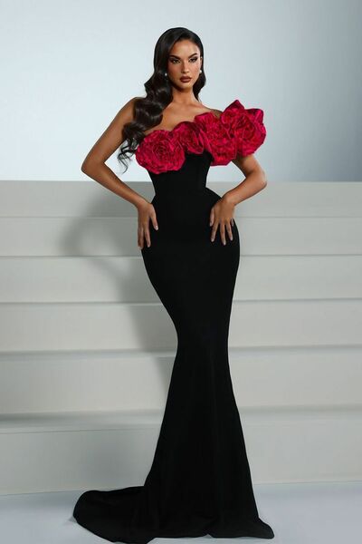 3D Handmade Flowers Floral Prom Dress Evening Formal Gown Brithday Party Dress