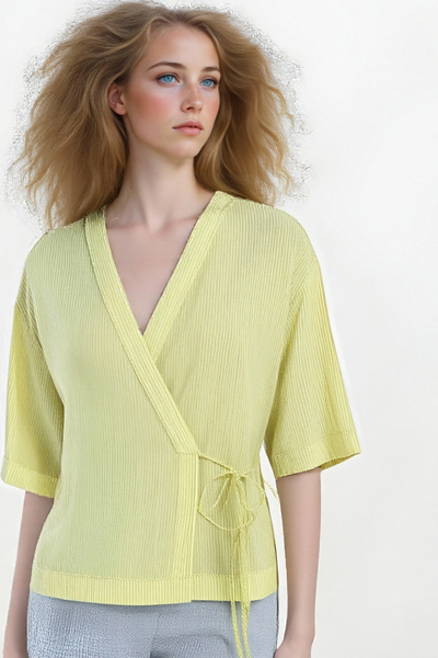 Stylish Casual Striped Bow Kimono-Style Outerwear