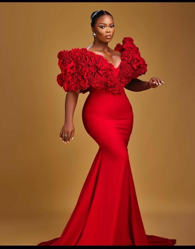 Red Sheath Off the Shoulder Afrcian Girls Prom Dress Evening Formal Gown Brithday Party Dress