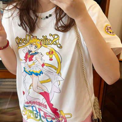 Embroidery sailor moon printed tee