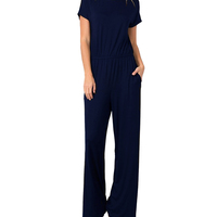 Navy Long Jumpsuit - Thumbnail 1