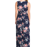 Navy Floral Maxi Dress - Thumbnail 2