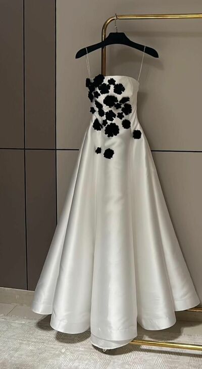 Vintage A Line Black and White Wedding Dress Bridal Gown Wedding Gown