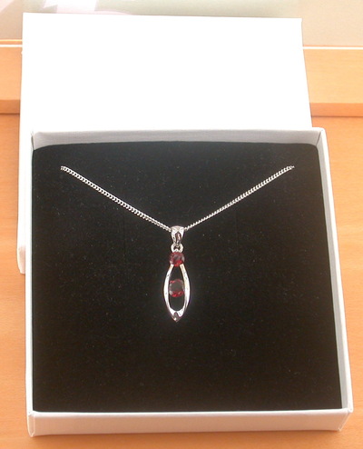 BOXED GIFT/Garnet Pendant & 18" Silver Chain/Garnet Necklace/Red Garnet Jewellery/Garnet Jewelry/Garnet Jewelery/January Birthstone/UK