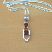 BOXED GIFT/Garnet Pendant & 18" Silver Chain/Garnet Necklace/Red Garnet Jewellery/Garnet Jewelry/Garnet Jewelery/January Birthstone/UK - Thumbnail 1