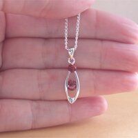 BOXED GIFT/Garnet Pendant & 18" Silver Chain/Garnet Necklace/Red Garnet Jewellery/Garnet Jewelry/Garnet Jewelery/January Birthstone/UK - Thumbnail 3
