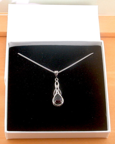 BOXED GIFT/Garnet Pendant & 18" Silver Chain/Garnet Necklace/Red Garnet Jewellery/Garnet Jewelry/Garnet Jewelery/January Birthstone/UK