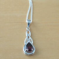 BOXED GIFT/Garnet Pendant & 18" Silver Chain/Garnet Necklace/Red Garnet Jewellery/Garnet Jewelry/Garnet Jewelery/January Birthstone/UK - Thumbnail 1