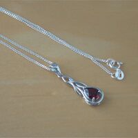 BOXED GIFT/Garnet Pendant & 18" Silver Chain/Garnet Necklace/Red Garnet Jewellery/Garnet Jewelry/Garnet Jewelery/January Birthstone/UK - Thumbnail 3