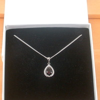 BOXED GIFT/Sterling Silver Garnet & Cz Pendant & 18" Silver Chain/Sterling Silver Garnet Necklace/Garnet Jewellery/Garnet Jewelry/UK - Thumbnail 7