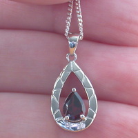 BOXED GIFT/Sterling Silver Garnet Teardrop Pendant & Chain/Garnet Necklace/Garnet Jewellery/Garnet Jewelry/UK - Thumbnail 3