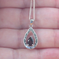 BOXED GIFT/Sterling Silver Garnet Teardrop Pendant & Chain/Garnet Necklace/Garnet Jewellery/Garnet Jewelry/UK - Thumbnail 4