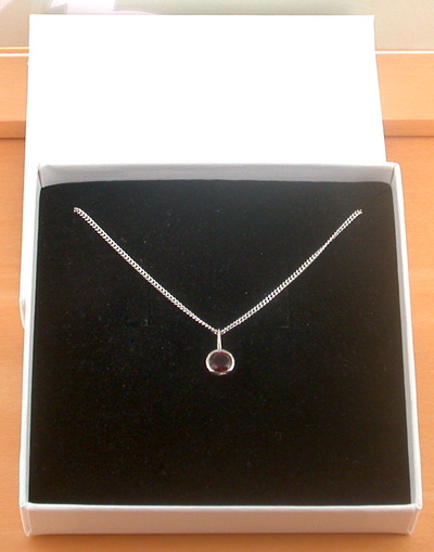 BOXED GIFT/Sterling Silver Garnet Circle Pendant & Chain/Garnet Necklace/Garnet Jewellery/Garnet Jewelry/Gemstone Necklace/UK