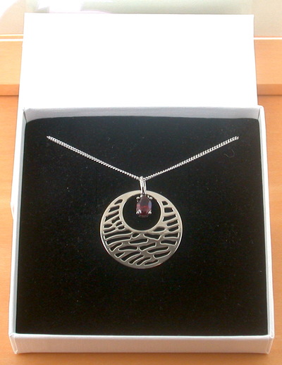 BOXED GIFT/Sterling Silver Garnet Boho Pendant & Chain/Garnet Necklace/Garnet Jewellery/Garnet Jewelry/Gemstone Necklace/UK