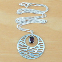 BOXED GIFT/Sterling Silver Garnet Boho Pendant & Chain/Garnet Necklace/Garnet Jewellery/Garnet Jewelry/Gemstone Necklace/UK - Thumbnail 2