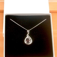 BOXED GIFT/Sterling Silver Garnet Pendant & Chain/Garnet Necklace/Garnet Jewellery/Garnet Jewelry/Garnet Pendant/UK - Thumbnail 7