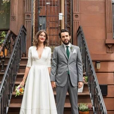 Tea-length wedding dress, a line bridal dress bridal gown