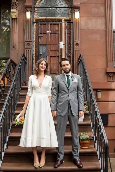 Tea-length Wedding Dress, A Line Bridal Dress Bridal Gown