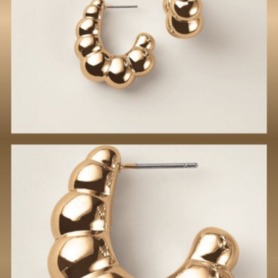 Sculpted bubble hoop earrings - Thumbnail 4
