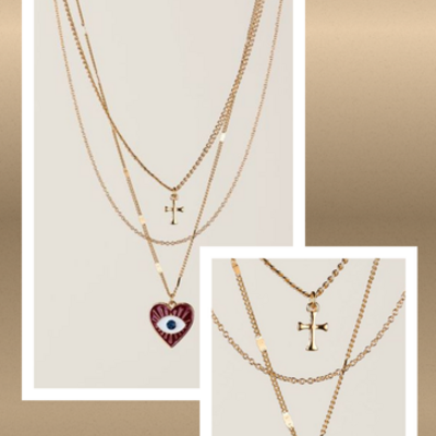 Heartful embrace layered necklace - Thumbnail 3