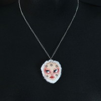 Handmade crochet doll face necklace (unique) - Thumbnail 3