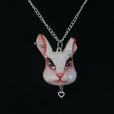 Handmade pierced bunny moira necklace (unique)
