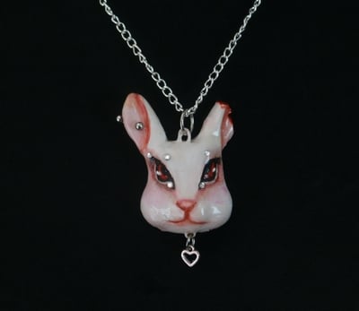 Handmade pierced bunny moira necklace (unique)