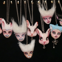 Handmade crochet doll face necklace (unique) - Thumbnail 5