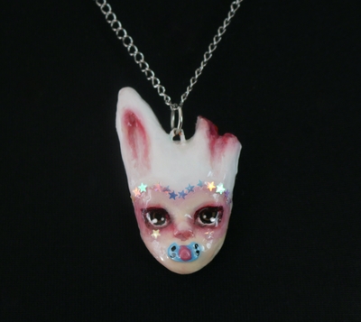 Handmade cutiepie spank-kei doll face necklace (unique)
